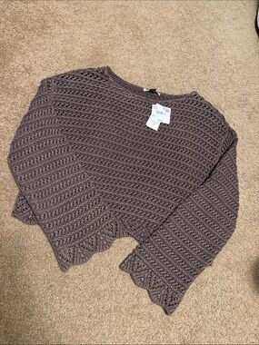 American Eagle Outfitters Chunky Knit Crewneck Sweater - Mauve